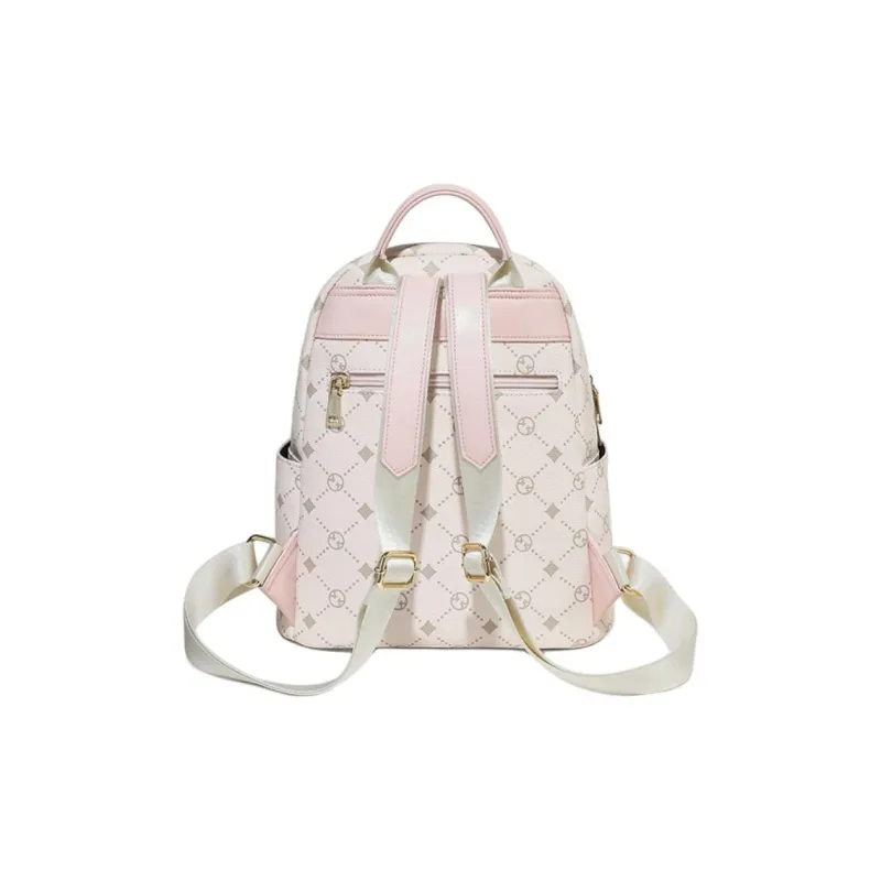 CNNCOO Synthetic Leather Backpack Women's Pink-3
