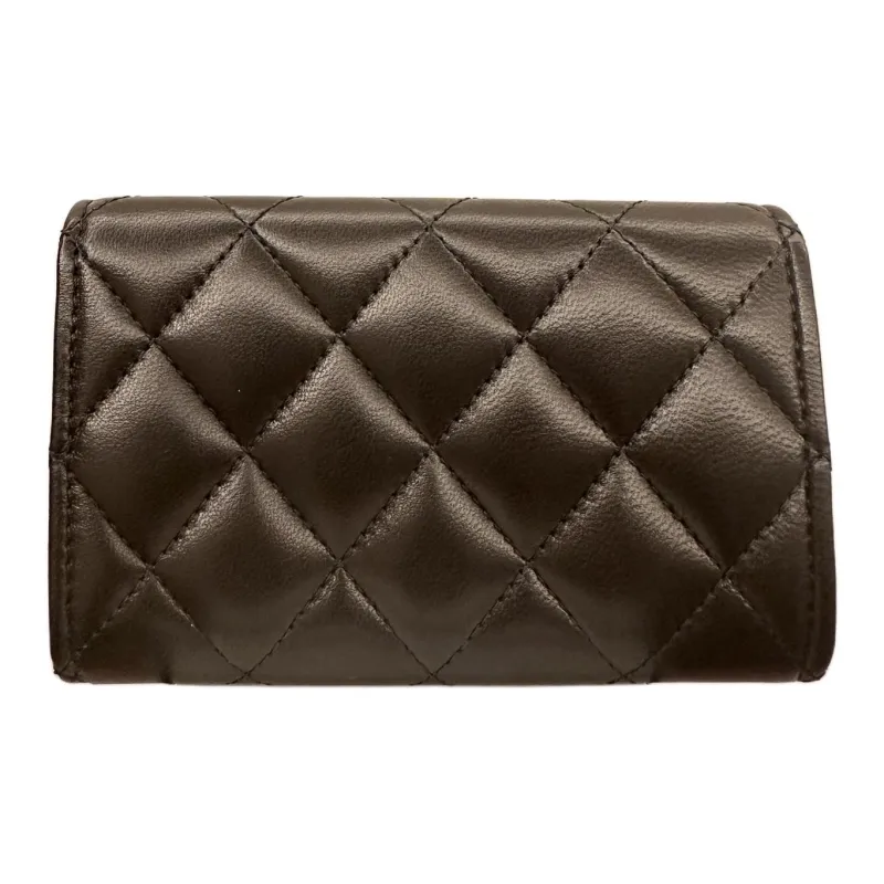 CHANEL Rhinestone Lambskin Card Holder Women's Black-2