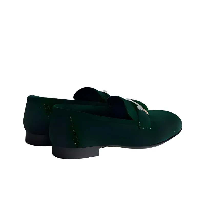 HERMES Paris Loafers Women's Green-3
