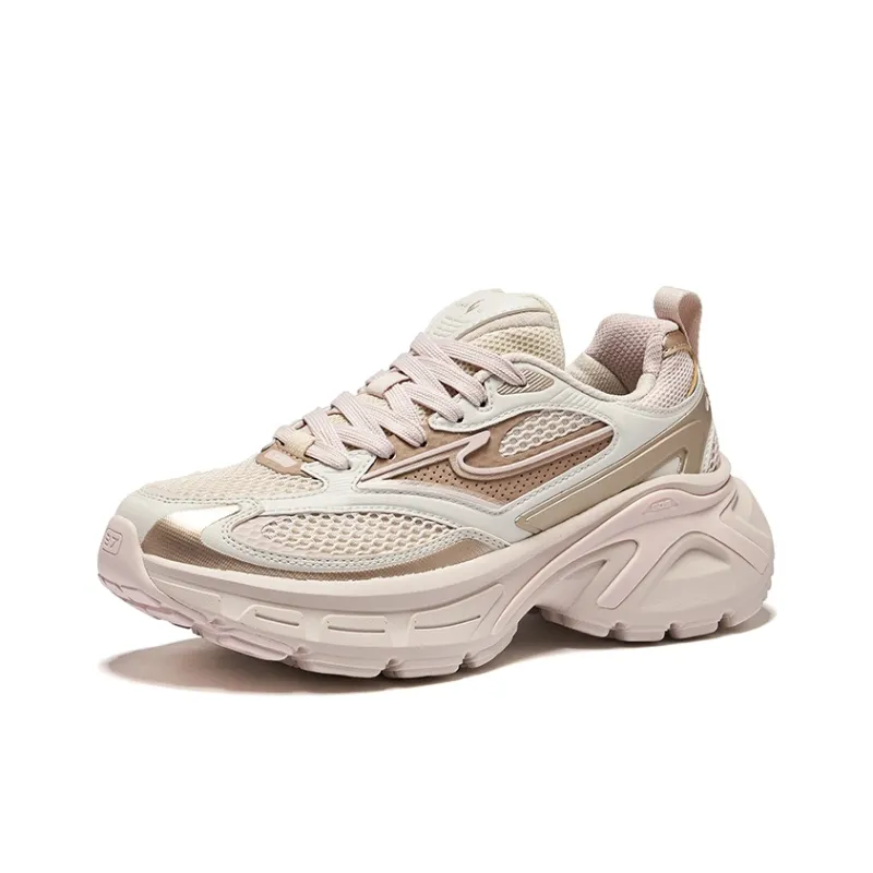Erke Hongyu 2.0 Slip Resistant And Breathable Low Top Chunky Sneakers Women's Warm Linen Wild Gray-2