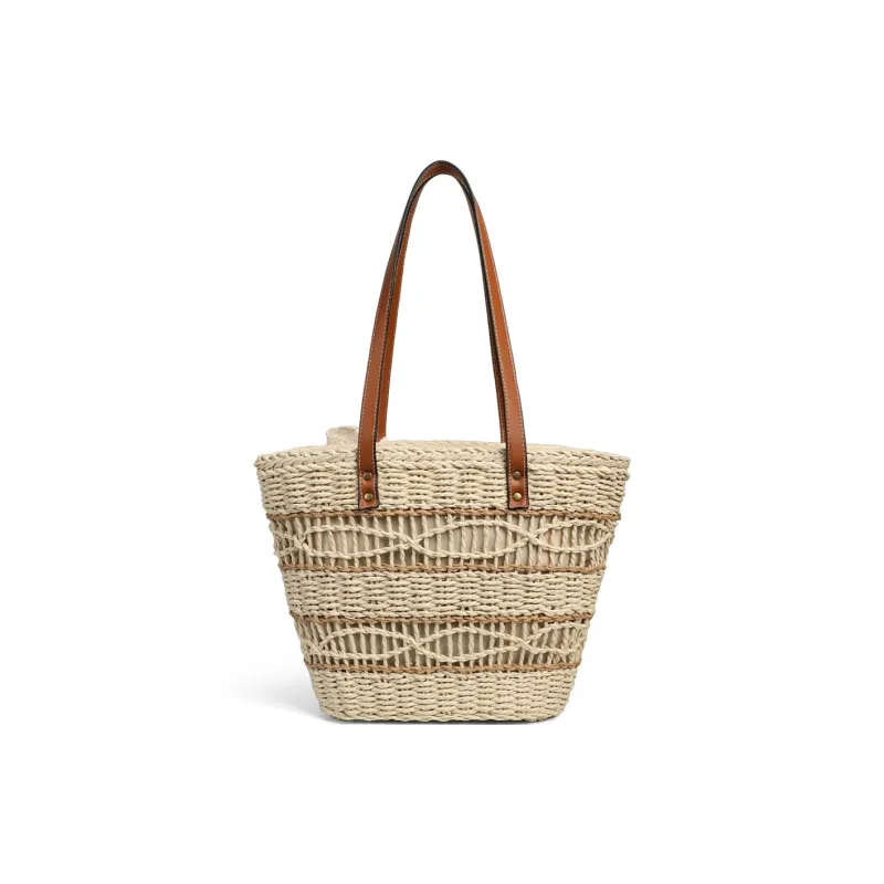 C°BANNER Fabric Tote Bag, Shoulder Bag Medium Size Women's Ecru/Khaki-2