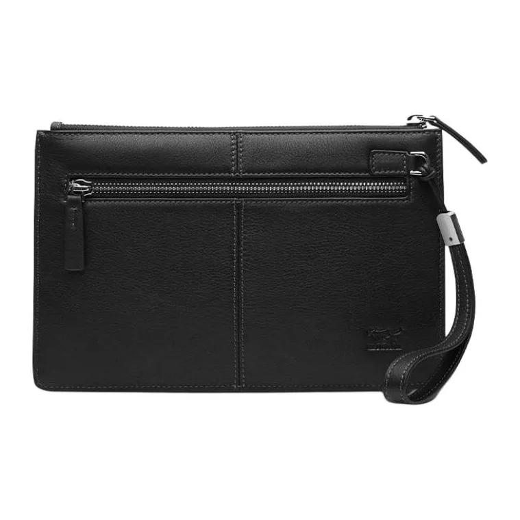 SEPTWOLVES Cow Leather Clutch Medium Size Men's Black-1