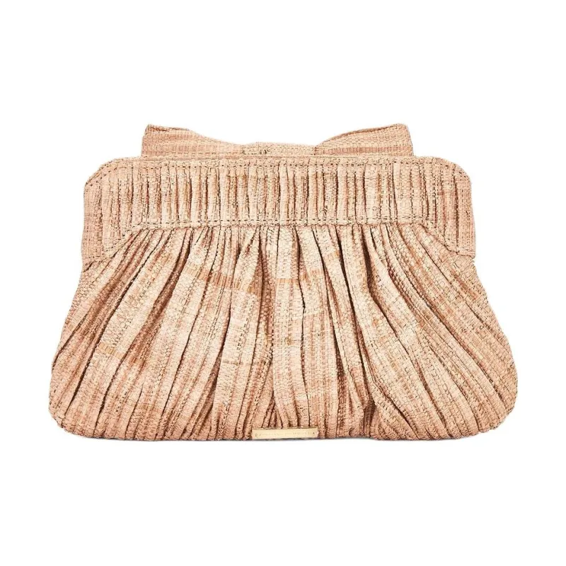 Loeffler Randall Straw Woven One Shoulder Clutch Women's Pink-3