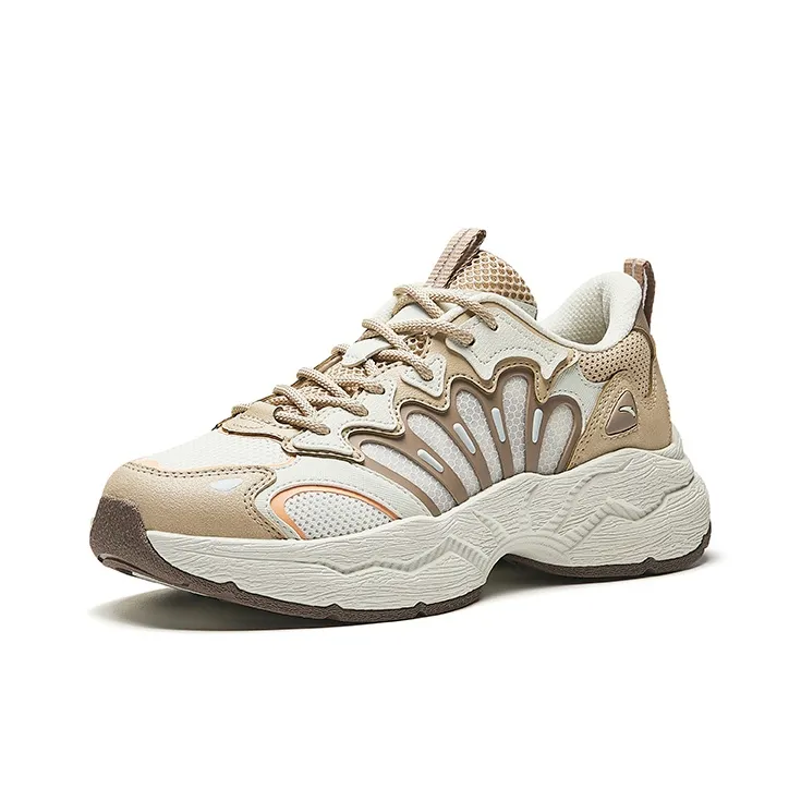 Anta Abrasion Resistant Shock Absorbers Low Top Chunky Sneakers Women's Khaki-1