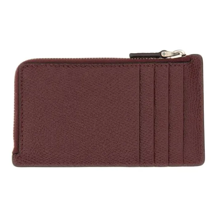 Valentino Cow Leather Card Holder Women's Burgundy-1