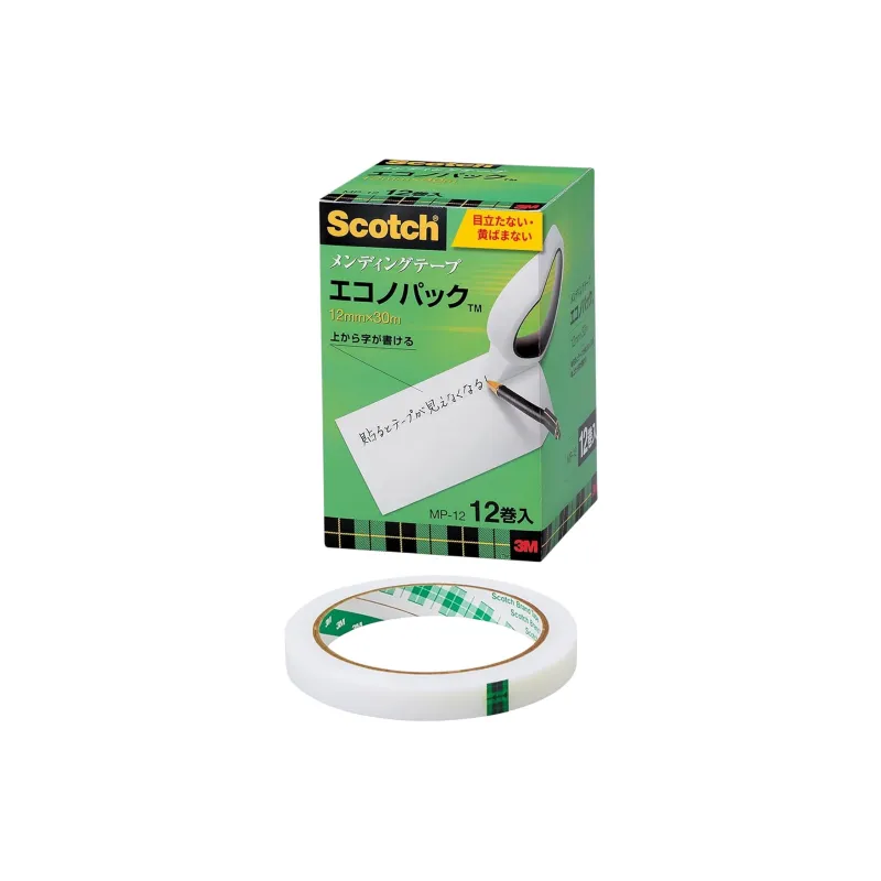 3M 12 Pack Core Diameter 76mm, Semi Transparent Stationery Tape-0