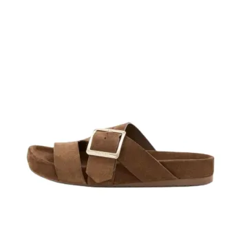 LOEWE Ease Buckle Rubber Slide Slippers Women's Brown