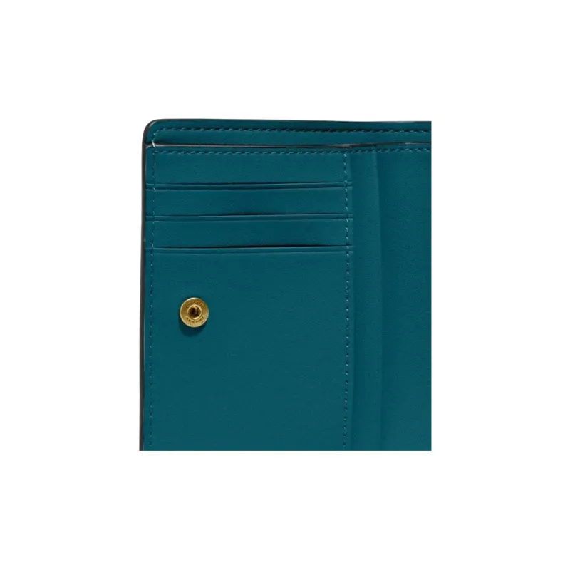 COACH Calfskin Card Holder, Wallet Women's Turquoise-4