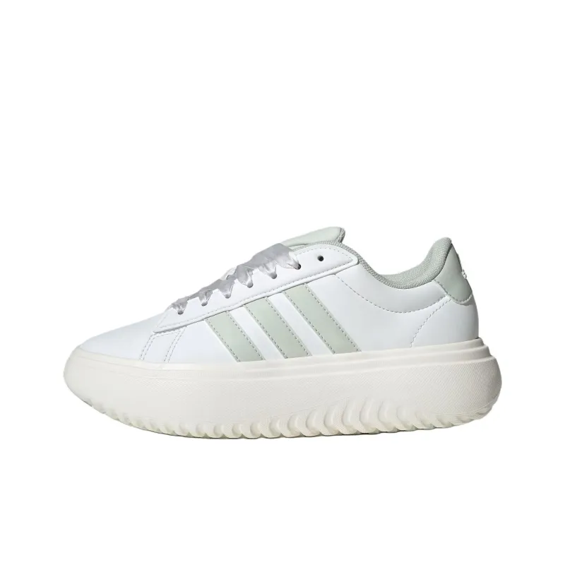 Adidas GRAND COURT PLATFORM Abrasion Resistant Low Top Tennis Shoes Women's Crystal White-0