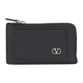 Valentino Cow Leather Card Holder Women's Black