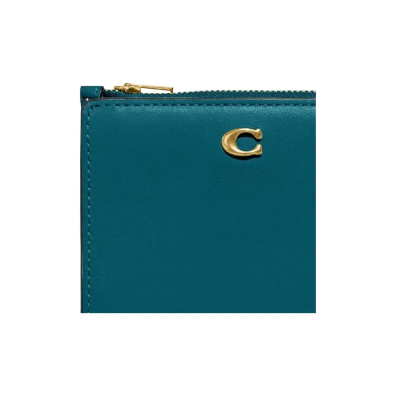 COACH Calfskin Card Holder, Wallet Women's Turquoise-3