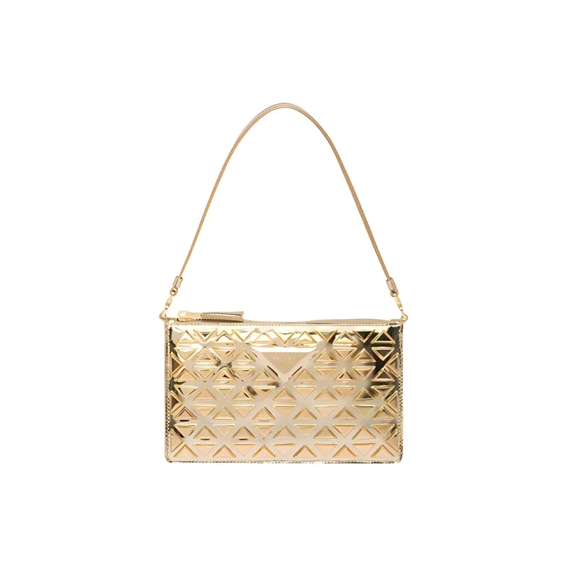 PRADA Leather Shoulder Bag Handbag Shoulder Bag Women's Gold-0