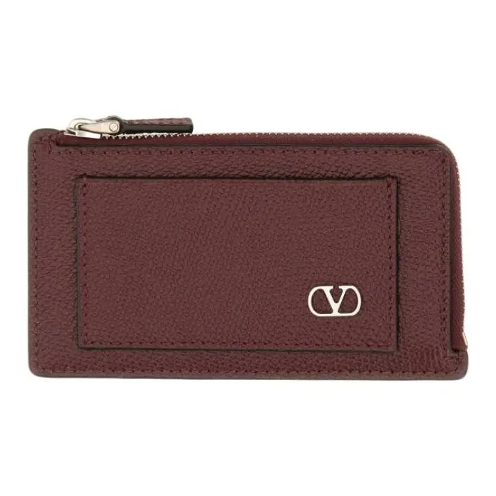 Valentino Cow Leather Card Holder Women's Burgundy-0
