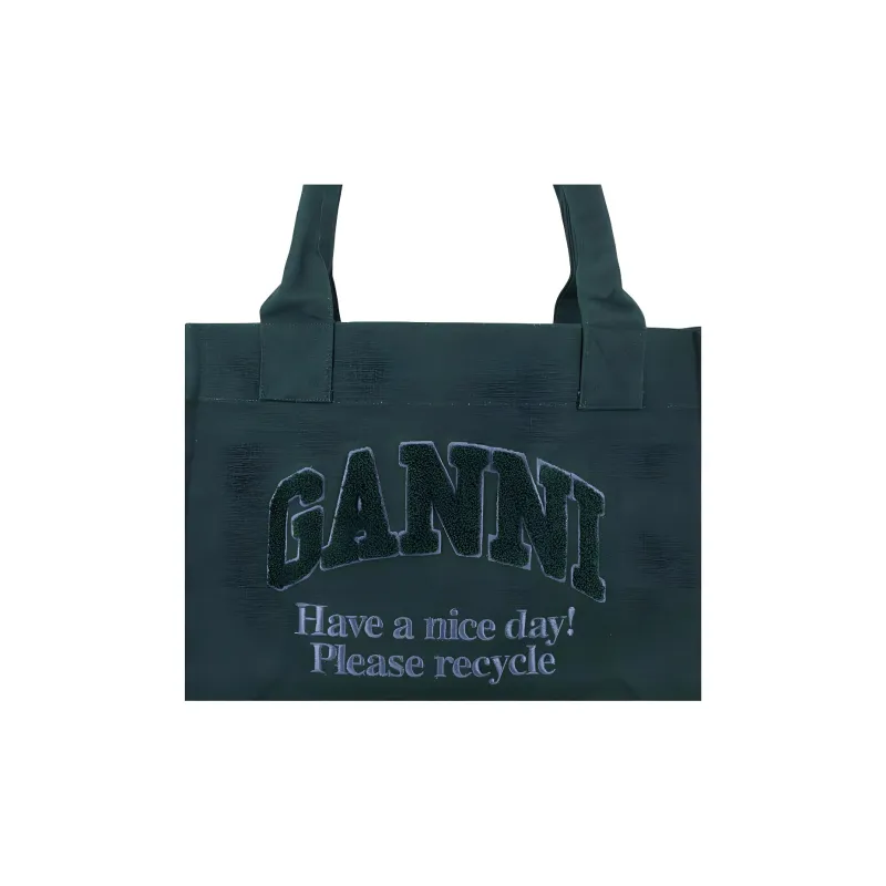 GANNI Logo Patch Shopper Bag-3