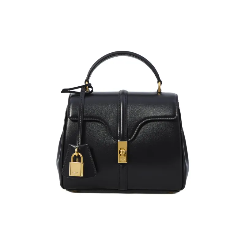 CELINE Calfskin Shoulder Bag, Crossbody Bag, Handbag Women's Black-0