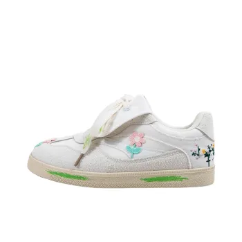 OYNN Young Baby Series Aaun Spring Flower Wear resistant And Lightweight Low Top Skateboard Shoes Women's White