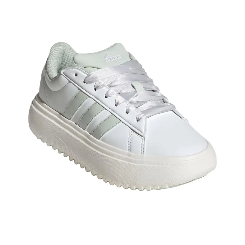 Adidas GRAND COURT PLATFORM Abrasion Resistant Low Top Tennis Shoes Women's Crystal White-2