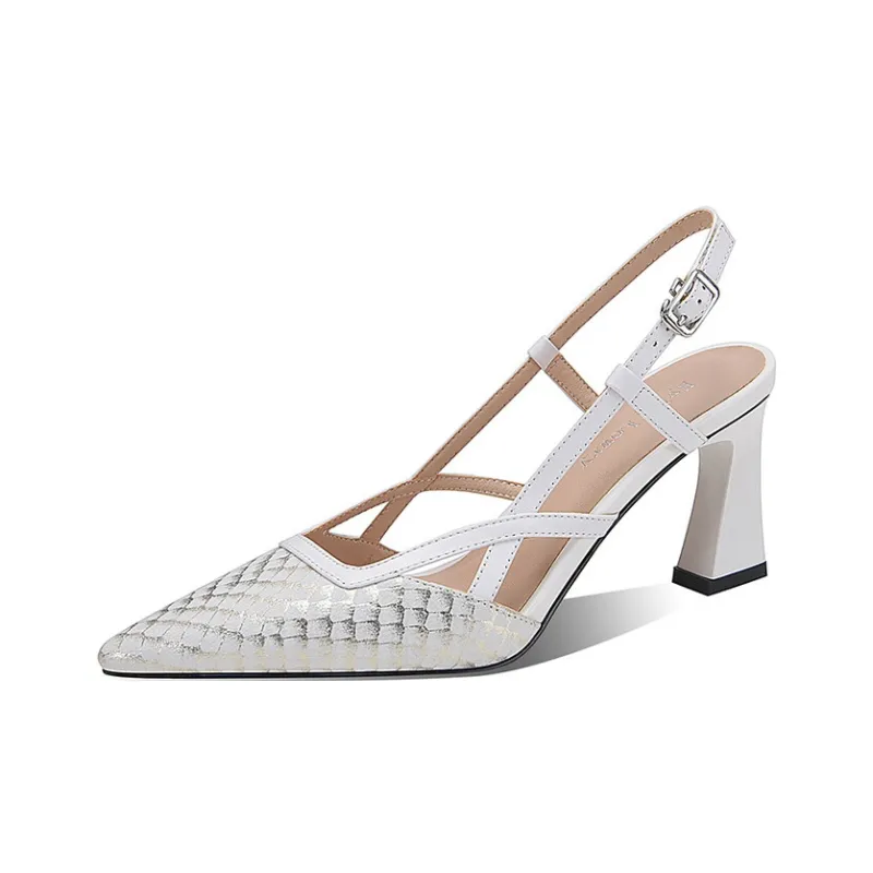 Schilling Chunky Heel High Heels Women's White-0