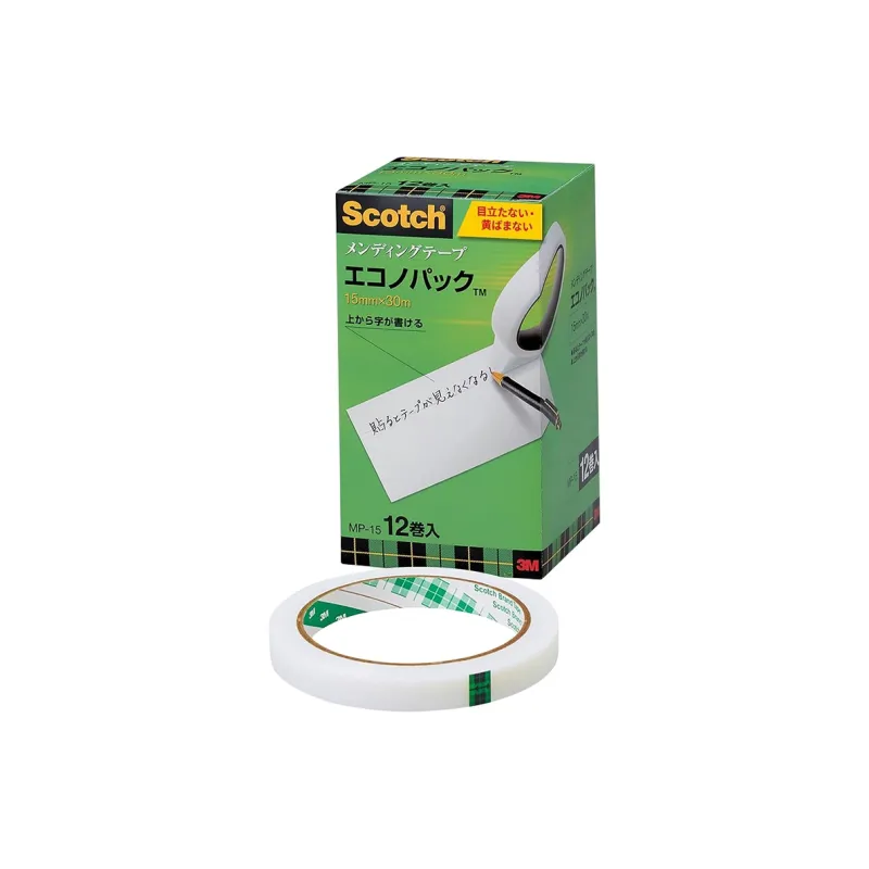 3M Transparent, Patch 15 Mm X 30 Beige, Large Roll 12 Rolls Stationery Tape-0