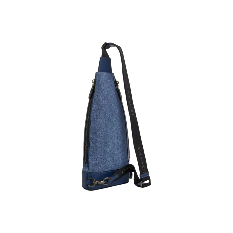 COACH Denim Sling Bag Medium Size Men's Denim Blue & Dark Blue-1