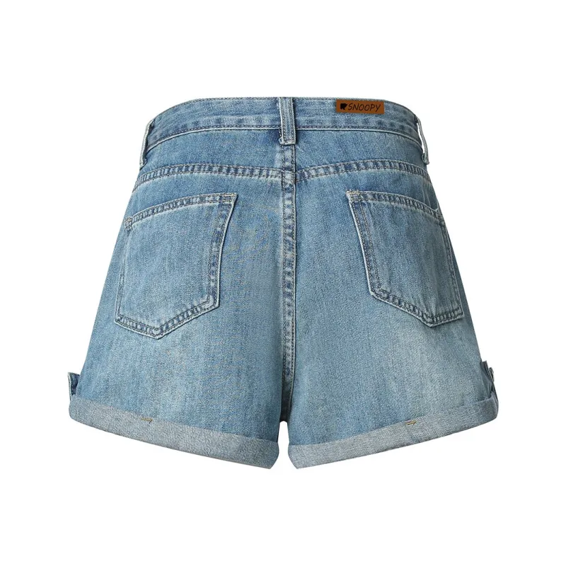 SNOOPY Denim Shorts Women's Vintage Blue-1