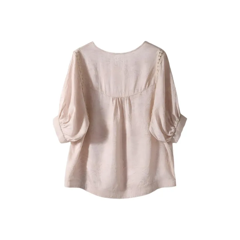 Mu Xiao Xin T Shirts Women's Mist Apricot-1