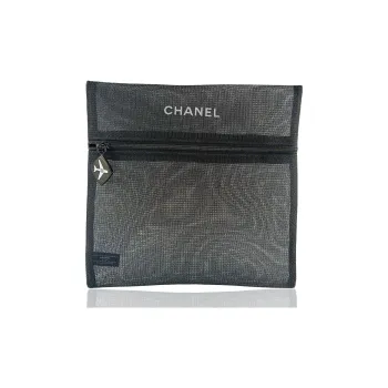 CHANEL Black Gauze Storage Bag Make up Tools Portable