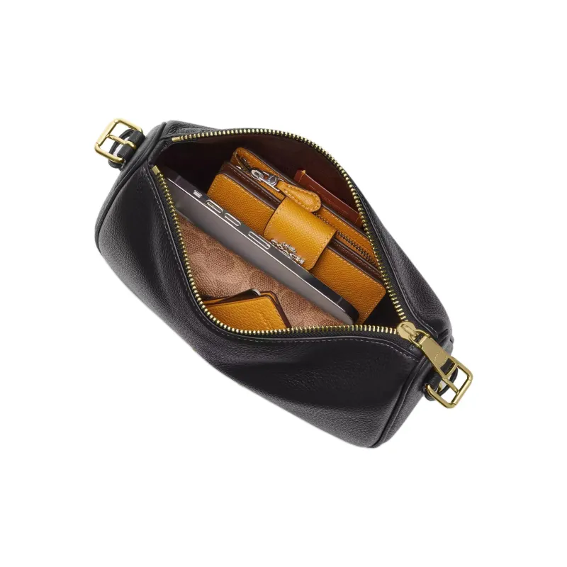 COACH Pebble Leather Shoulder Bag Medium Size Women's Rosewood-3