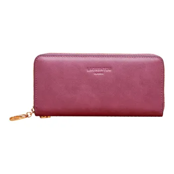 Old Man's Head Oil Wax Cow Leather Wallet Women's Purple