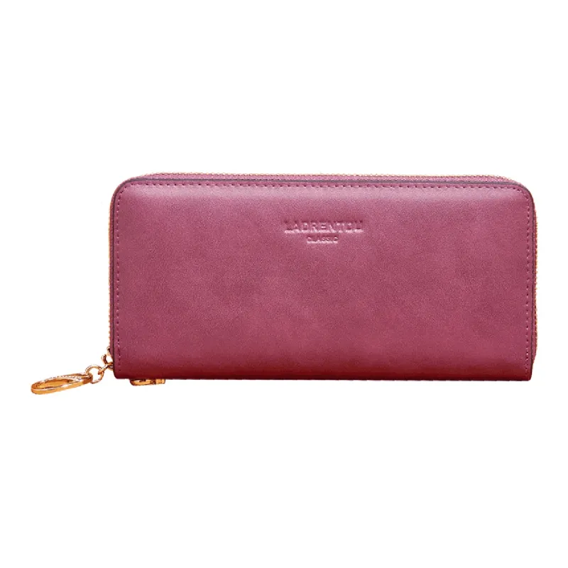 Old Man's Head Oil Wax Cow Leather Wallet Women's Purple-0