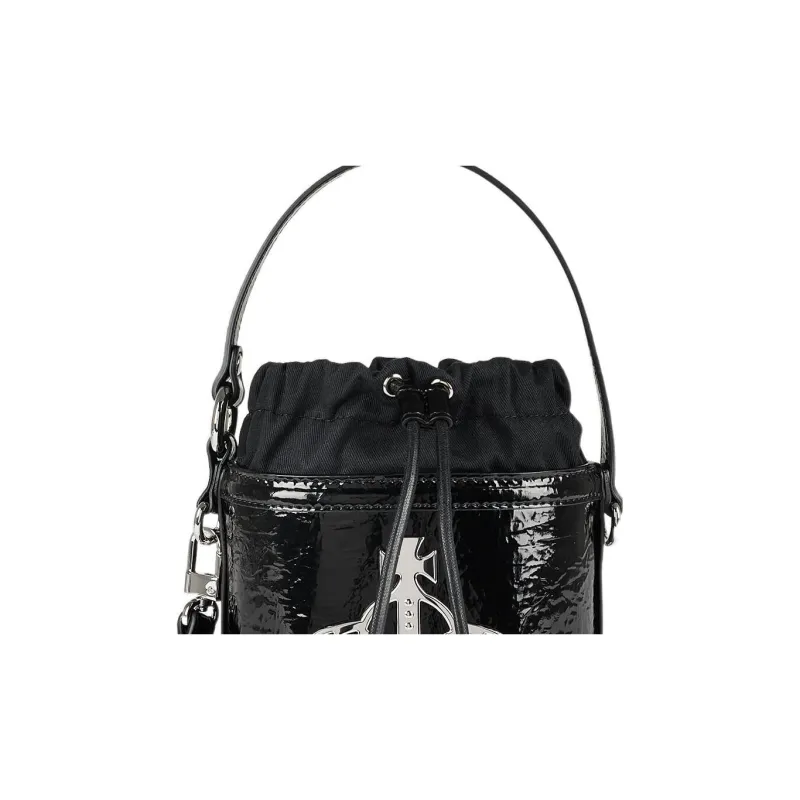 Vivienne Westwood DAISY Calfskin Bucket Bag, Shoulder Bag, Crossbody Bag, Handbag Women's Black-4