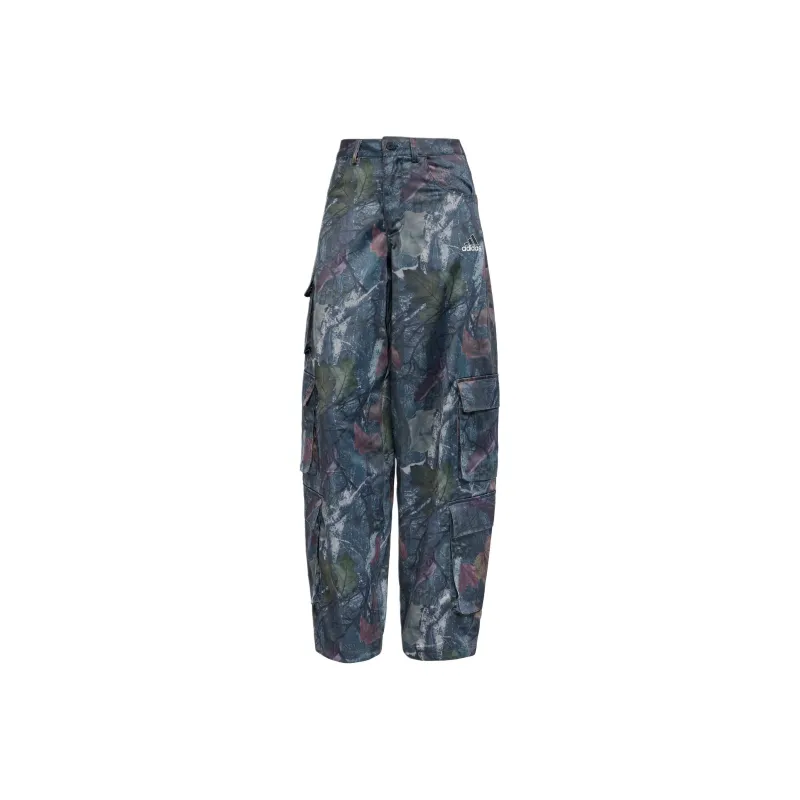 Adidas SS25 LEAF CAMO PRINT SATIN CARGO JOGGERS Cargo Pants Women's-0