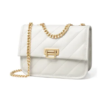 AOKANG Synthetic Leather Single Crossbody Bag, Shoulder Bag Mini Women's Ecru/Classic Black