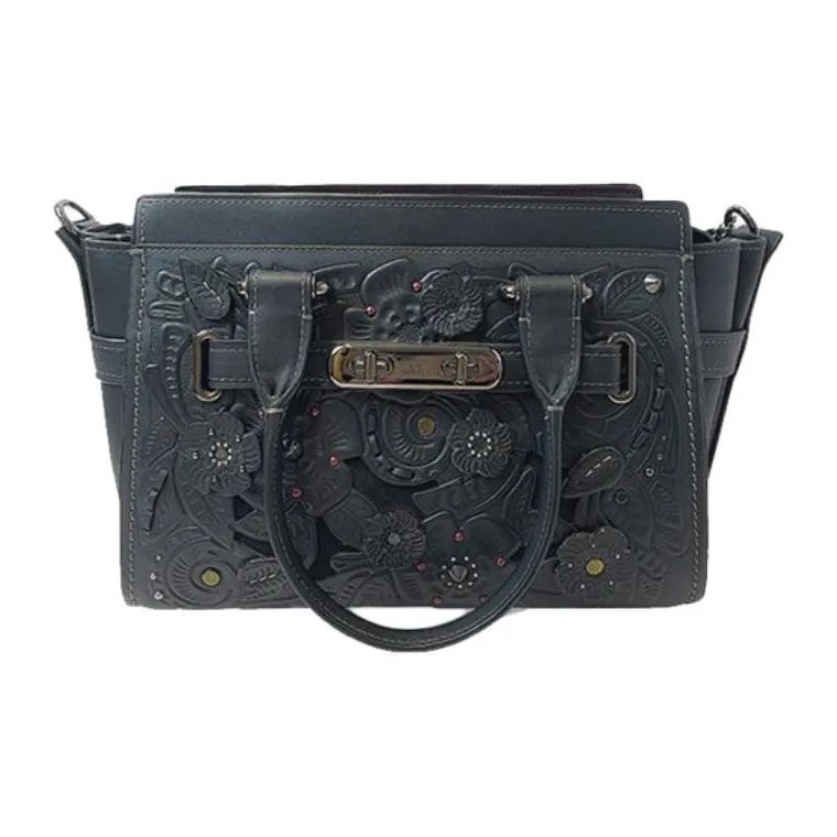 COACH Swagger Classic Cow Leather Shoulder Bag, Crossbody Bag, Handbag Large Size Women's Black-0