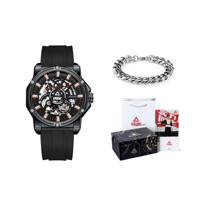 PEAK Challenger Collection Mechanical Movement Silicone Strap Watch Men's Watches Cut Out Dial-4