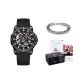 YB13148J4 Black Case Rose Bezel, Silicone Strap[Bracelet Clothing Sets]
