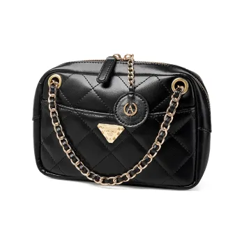 AOKANG Synthetic Leather Chain Bag, Crossbody Bag, Shoulder Bag Trumpets Women's Classic Black/Ecru