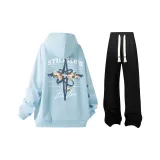 Light Blue+Black Casual Pants