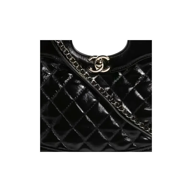 CHANEL Bright Lambskin Crossbody One Shoulder Handbag Trumpets Women's Black-5