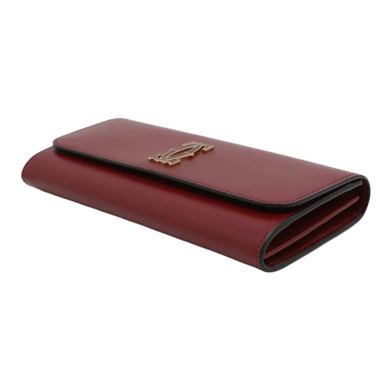 CARTIER Calfskin Wallet, Card Holder Women's Cherry Red-4