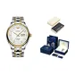 Steel Band White Dial+Box+Leather Strap
