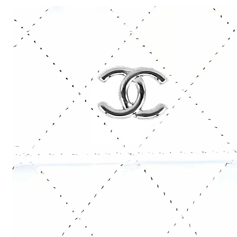 CHANEL Leather Coin Purse Regular Women's White-1