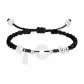 Sterling Silver Peaceful Buckle Serpent Bracelet[Black Cord]