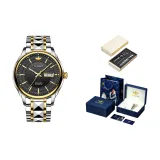 Steel Band Black Dial+Box+Leather Strap