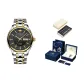 Steel Band Black Dial+Box+Leather Strap