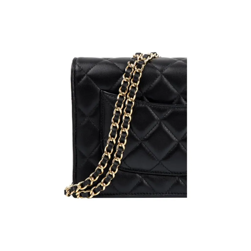 CHANEL WOC Lambskin Shoulder Bag, Crossbody Bag Women's Black-5