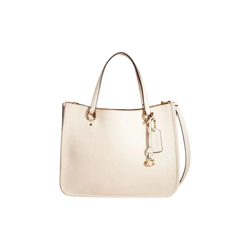 COACH Tyler Polished Pebbled Leather Handbag, Shoulder Bag, Crossbody Bag Large Size Women's Chalk White-0