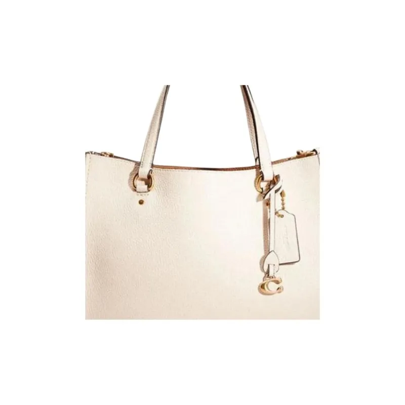 COACH Tyler Polished Pebbled Leather Handbag, Shoulder Bag, Crossbody Bag Large Size Women's Chalk White-1