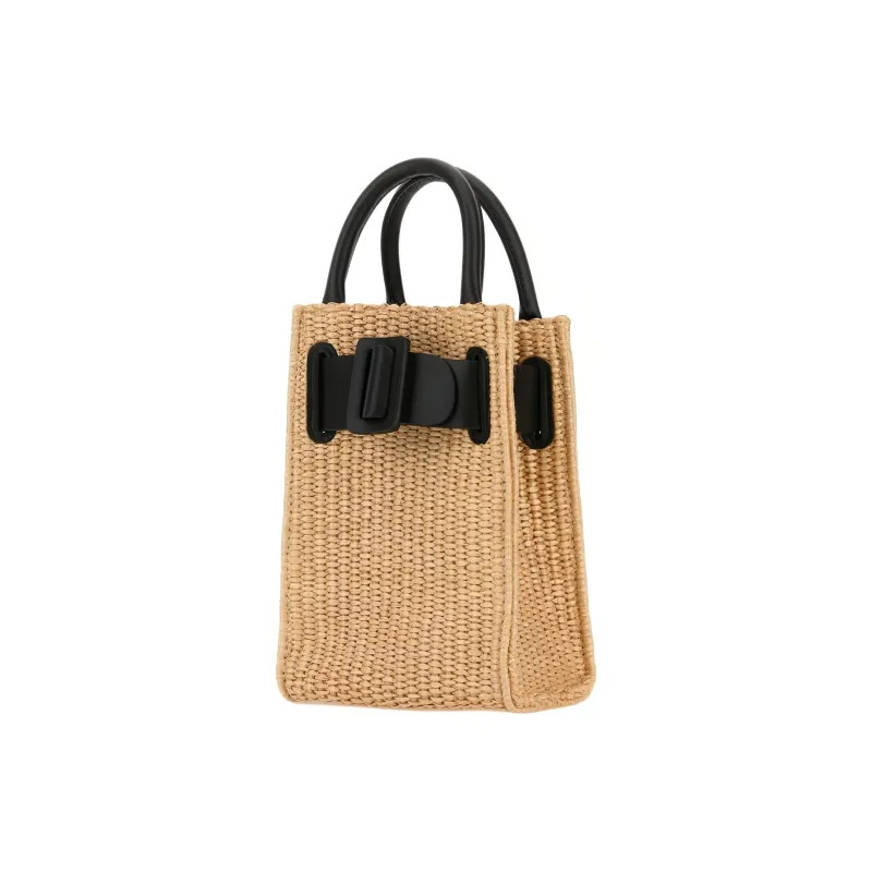 BOYY Raffia Tote Bag, Shopping Bag, Handbag Women's Natural & Black-1