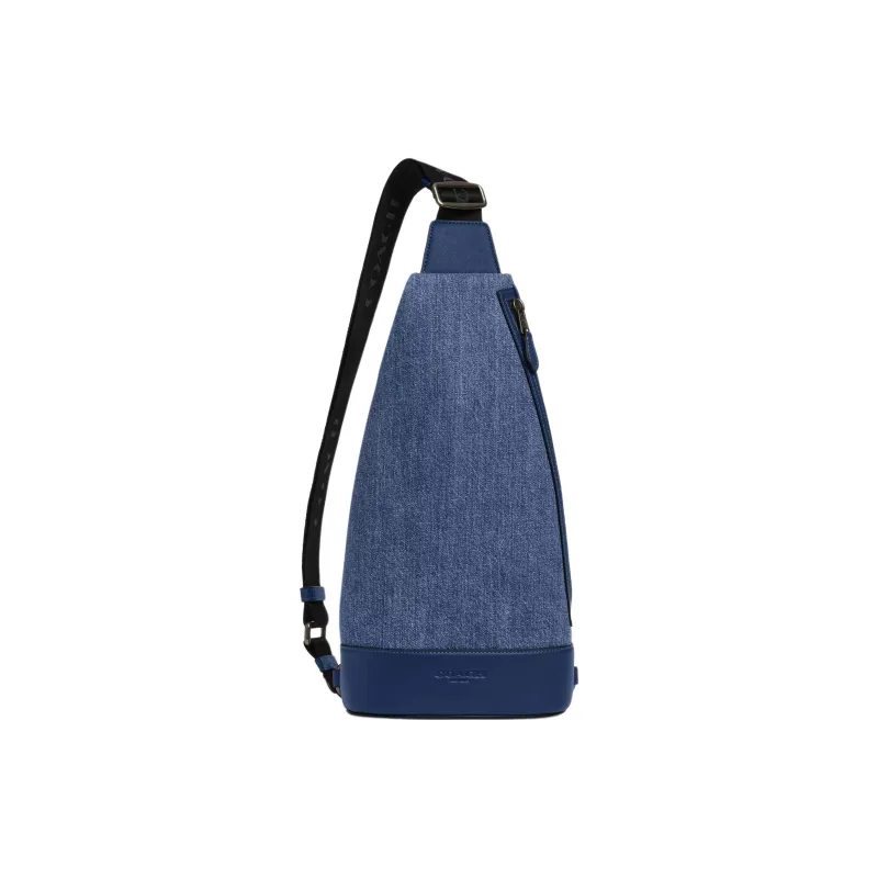 COACH Denim Sling Bag Medium Size Men's Denim Blue & Dark Blue-0